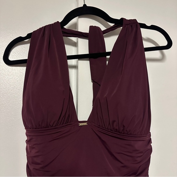 Victoria's Secret Padded Shaping Ruched One Piece Swimsuit Burgundy Size Large - Picture 2 of 7